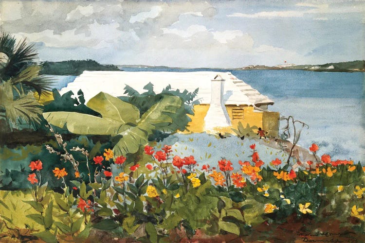 Winslow Homer: Flower Garden And Bungalow, Bermuda, 1889 by Winslow Homer