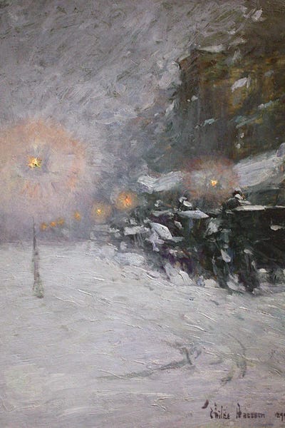 Childe Hassam: Winter, Midnight (1894) by Childe Hassam