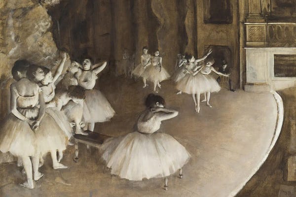 Edgar Degas: Ballet Rehearsal On Stage by Edgar Degas