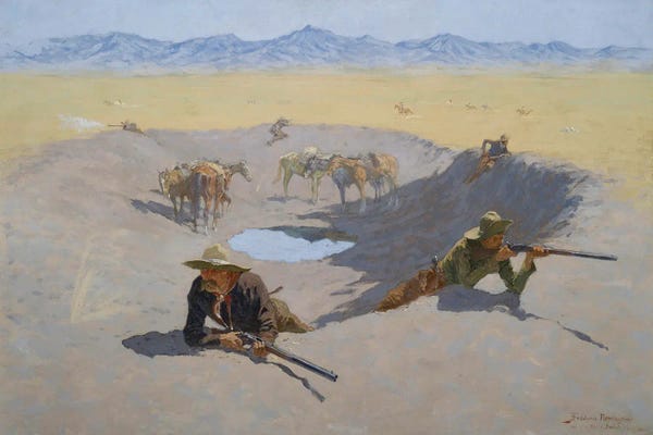 Fine Art Print: Fight For The Waterhole by Frederic Remington