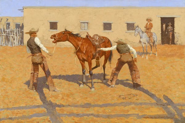 Fine Art Print: His First Lesson by Frederic Remington