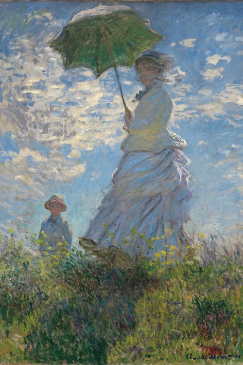 Woman with a Parasol - Madame Monet and Her Son, 1875 by Claude Monet wall art