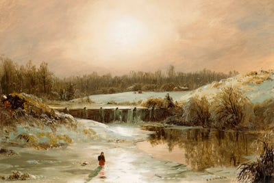 Winter Scene In Hartford by Frederic Edwin Church wood print
