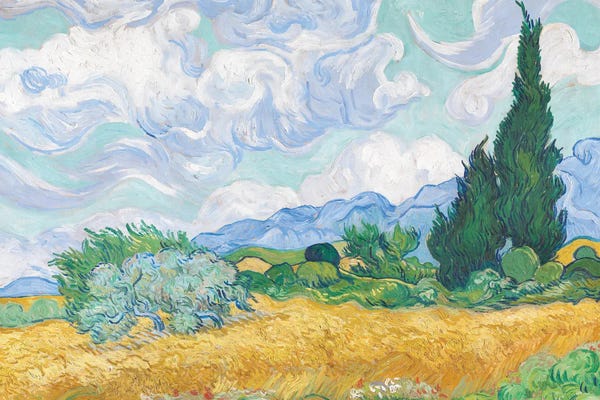Post-Impressionism: A Wheatfield With Cypresses, September 1889 by Vincent van Gogh