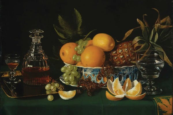 Still Life On A Green Table Cloth
