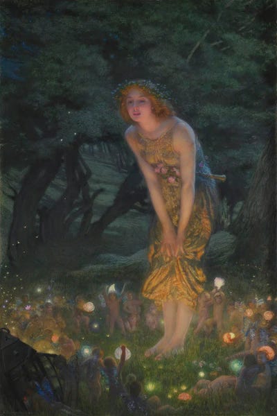 Spring Leaves: Midsummer's Eve by Edward Robert Hughes