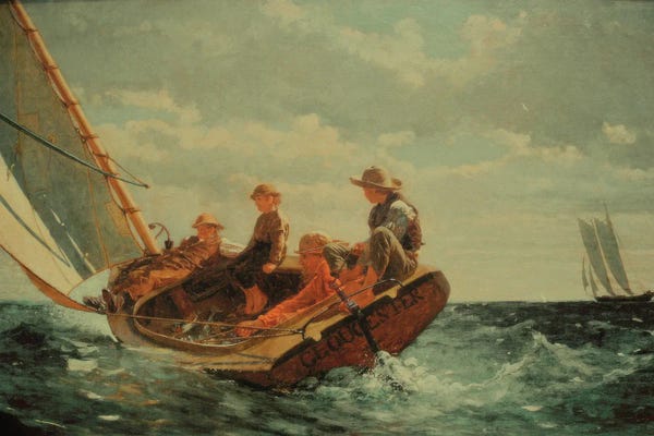 Sailboats: Breezing Up (A Fair Wind), 1873-76 by Winslow Homer