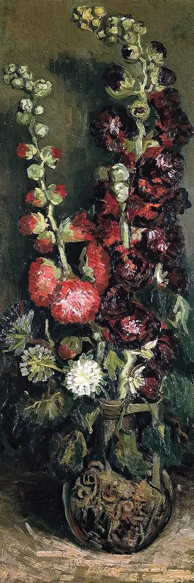 Vase Of Hollyhocks, 1886 by Vincent van Gogh canvas print