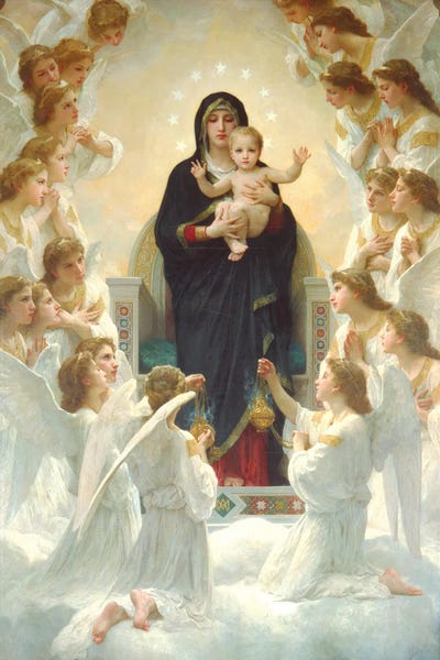 The Virgin with Angels, 1900 by William-Adolphe Bouguereau metal wall art