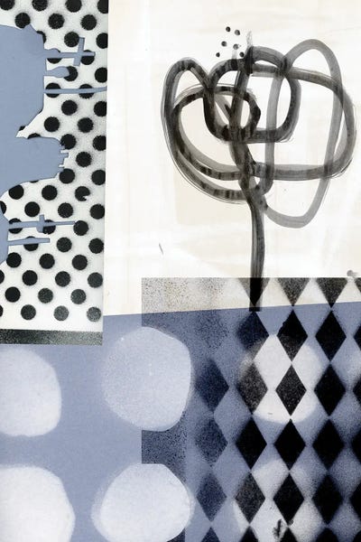 Minimalist Flowers: Black & Blue Collage I by Stacy Milrany