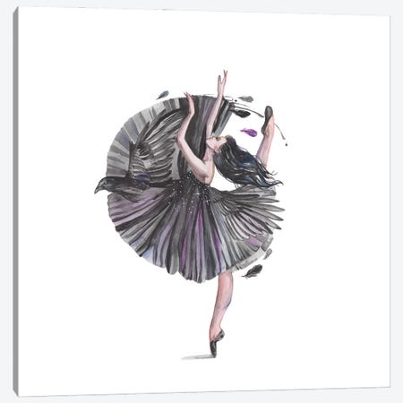 Black Ballerina And Raven Canvas Print #YAN32} by Yana Anikina Canvas Wall Art