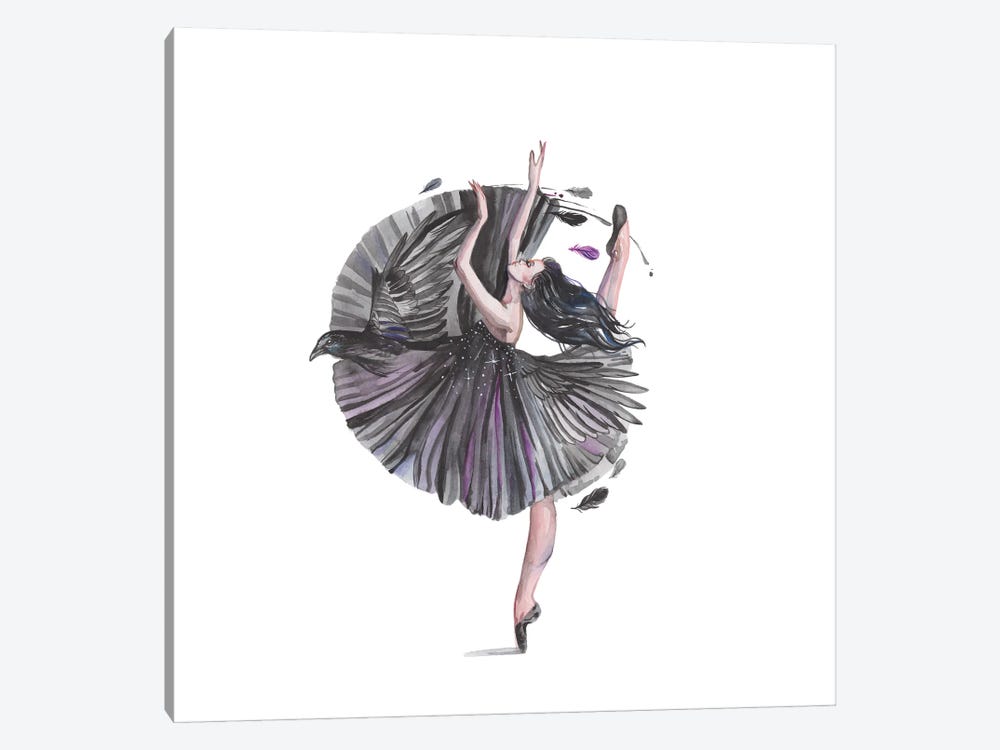 Black Ballerina And Raven by Yana Anikina 1-piece Canvas Art