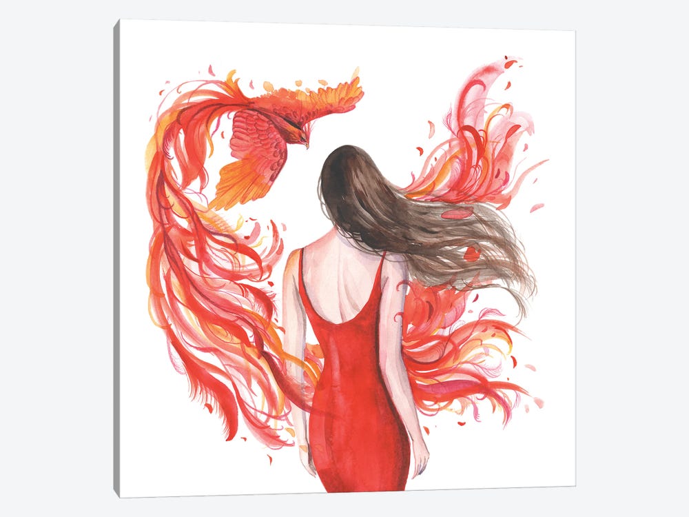 Woman And Phoenix Firebird by Yana Anikina 1-piece Canvas Print