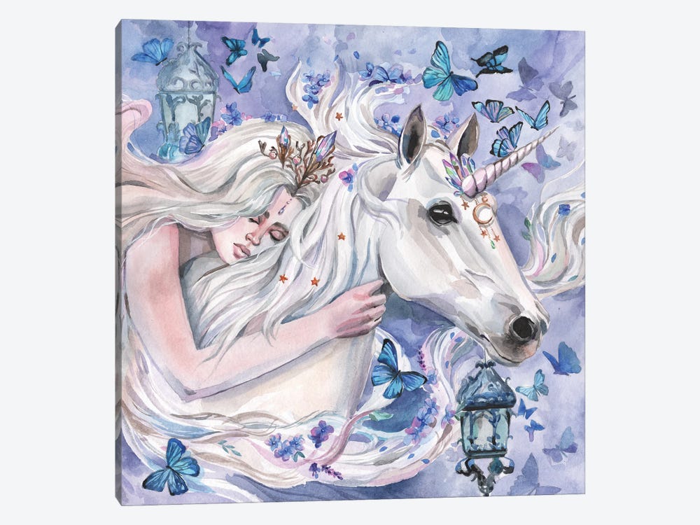 Princess And White Unicorn by Yana Anikina 1-piece Canvas Artwork
