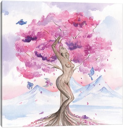 Goddess Of The Cherry Tree Or Mother Nature Canvas Art Print - Yana Anikina