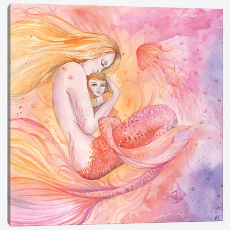 Family Mother And Daughter Of A Mermaid Canvas Print #YAN51} by Yana Anikina Canvas Artwork