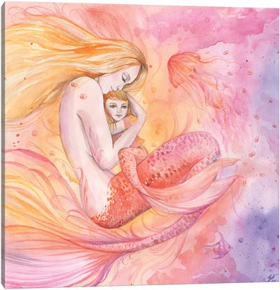 Family Mother And Daughter Of A Mermaid Canvas Art Print - Yana Anikina