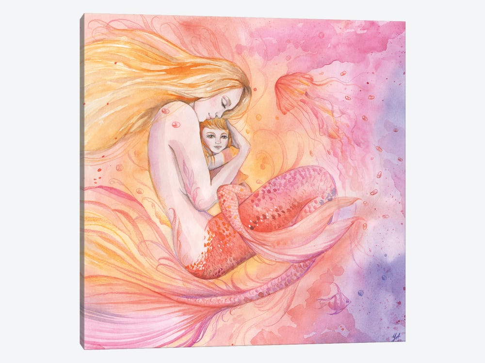 Family Mother And Daughter Of A Mermaid by Yana Anikina 1-piece Art Print