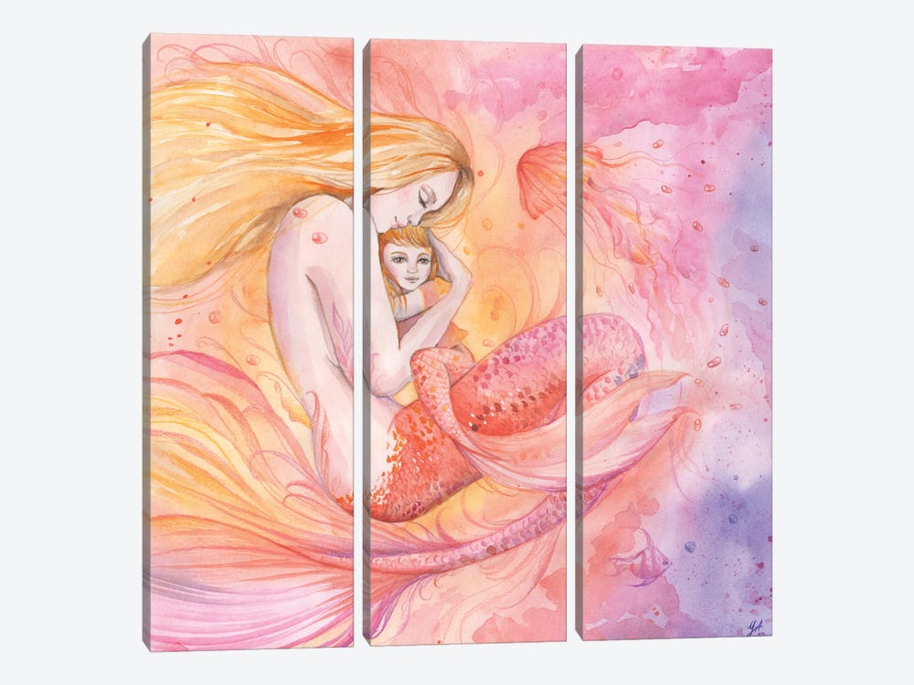 Family Mother And Daughter Of A Mermaid by Yana Anikina 3-piece Art Print