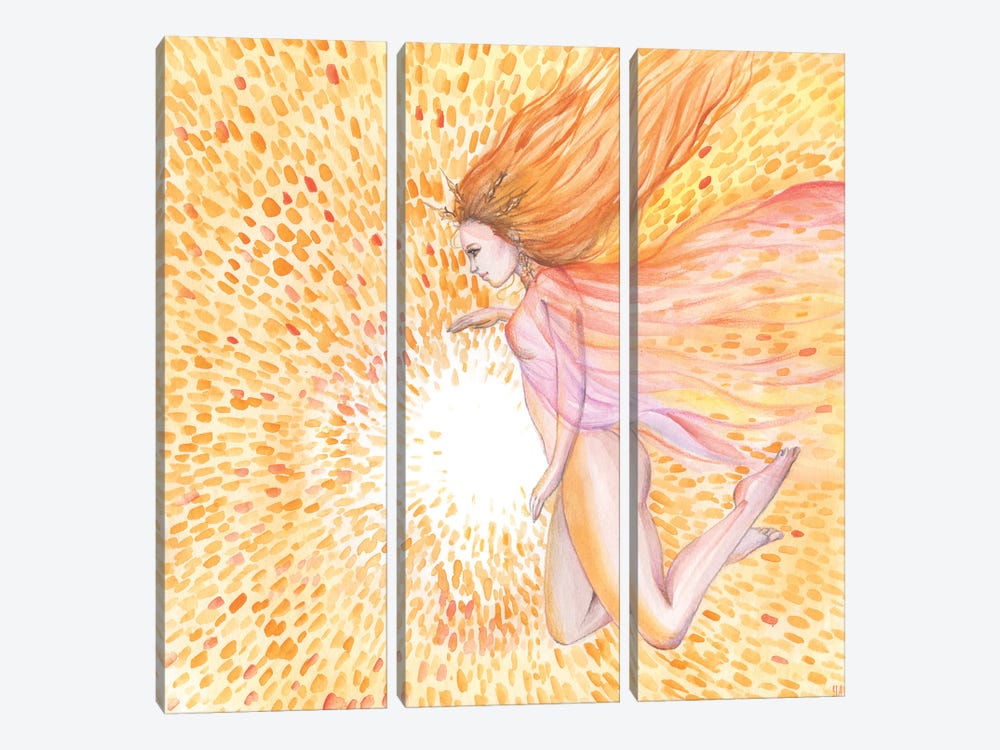 Sun Goddess And Sun by Yana Anikina 3-piece Canvas Wall Art