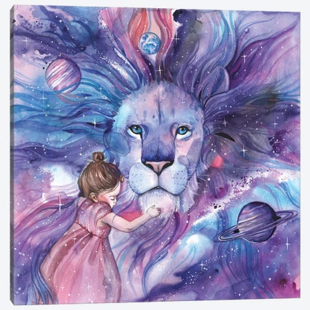 Space Lion And Girl Canvas Print #YAN57} by Yana Anikina Canvas Art Print