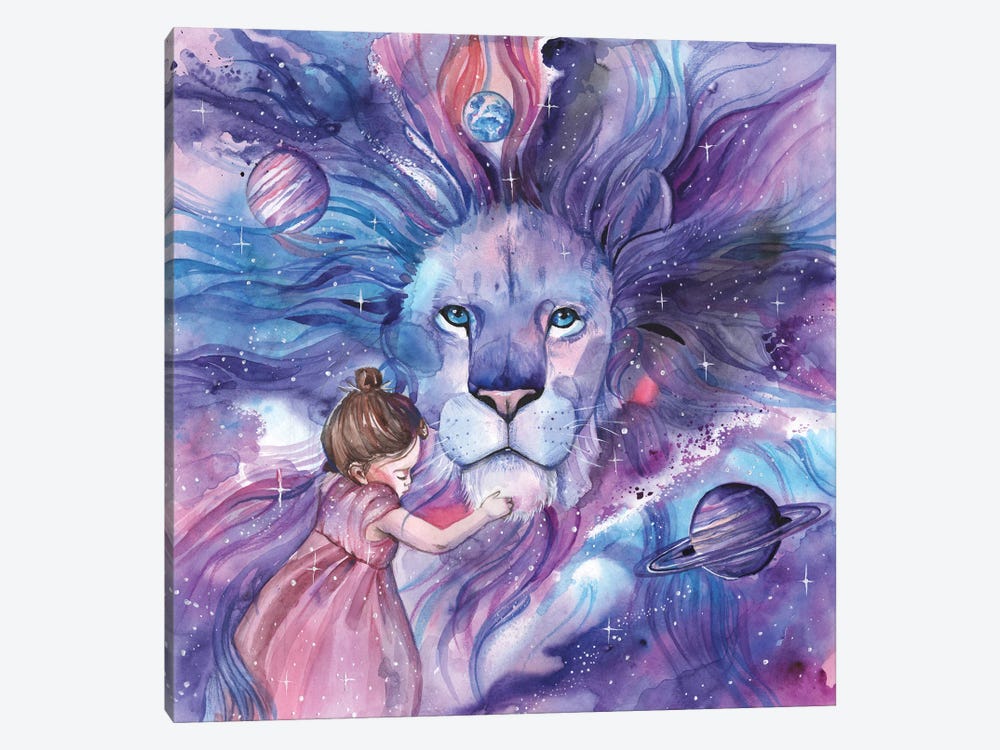Space Lion And Girl by Yana Anikina 1-piece Canvas Print