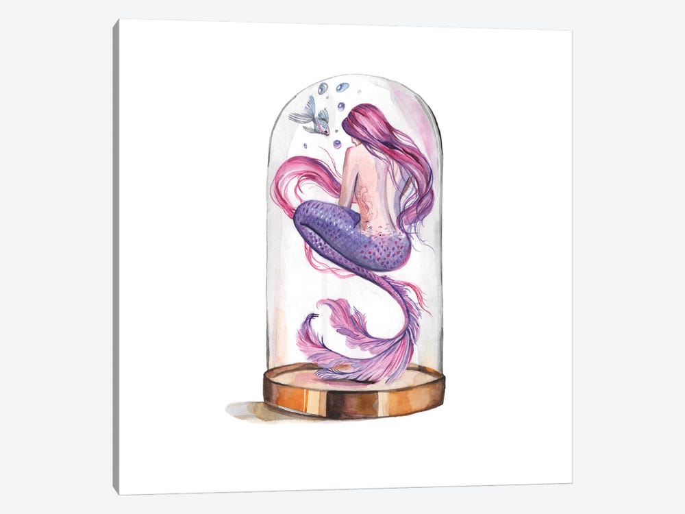 Pink And Purple Mermaid And Fish by Yana Anikina 1-piece Art Print