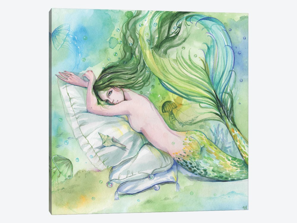 Naked Green Mermaid by Yana Anikina 1-piece Canvas Print