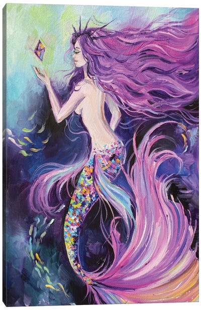 Purple Mermaid Canvas Art Print - Mermaid Art