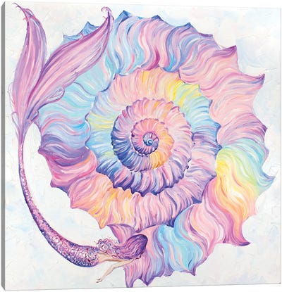 Mermaid And Rainbow Shell Canvas Art Print - Yana Anikina