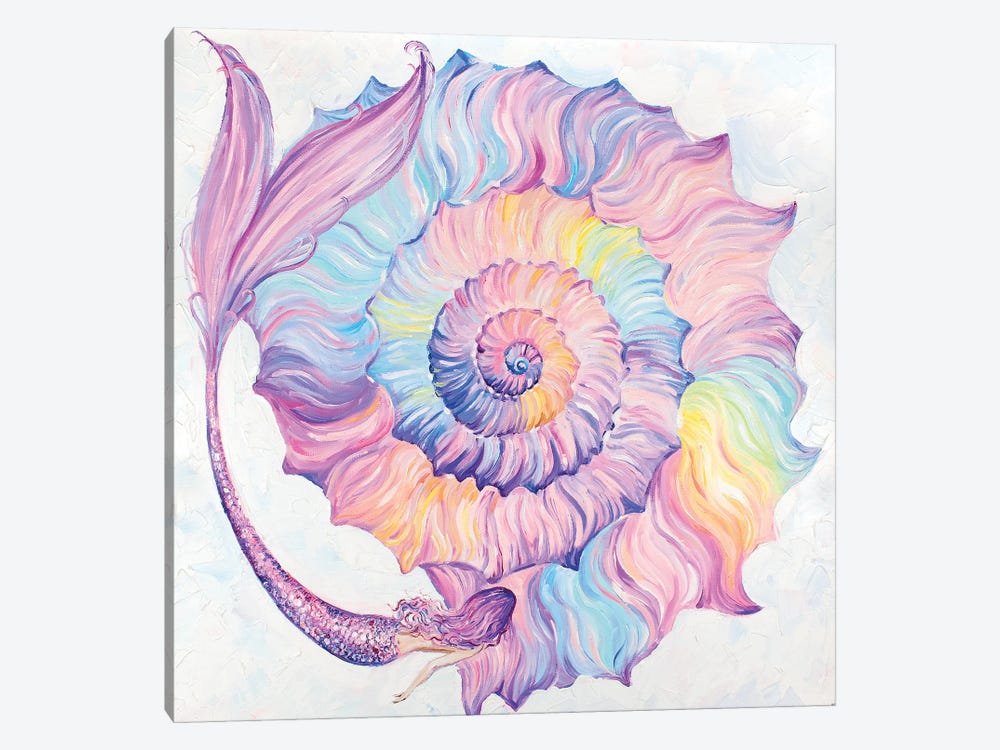 Mermaid And Rainbow Shell by Yana Anikina 1-piece Canvas Art Print
