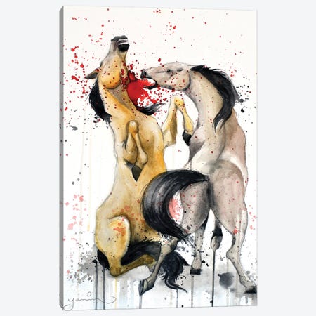 Horse Fight Canvas Print #YAR11} by Yanin Ruibal Canvas Wall Art