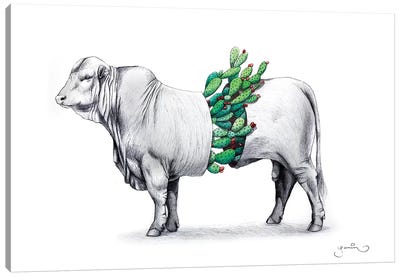Prickly Bull Canvas Art Print - Embellished Animals
