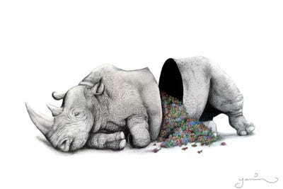 Sleeping Rhino Piñata by Yanin Ruibal art print