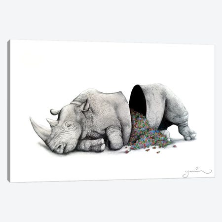 Sleeping Rhino Piñata Canvas Print #YAR23} by Yanin Ruibal Canvas Art Print
