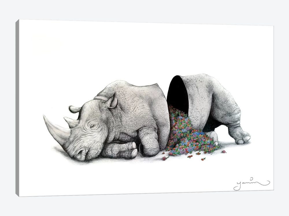 Sleeping Rhino Piñata by Yanin Ruibal 1-piece Canvas Art Print