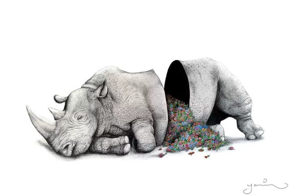 Yanin Ruibal: Sleeping Rhino Piñata by Yanin Ruibal