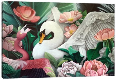 Swaningo Canvas Art Print - Flamingo Art
