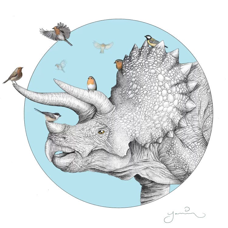 Triceratops And Birdies by Yanin Ruibal wall art