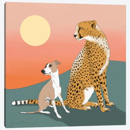 Aurelio And A Cheetah Canvas Print #YAR2} by Yanin Ruibal Canvas Art