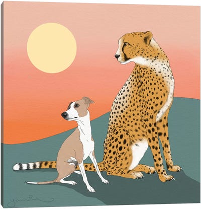 Aurelio And A Cheetah Canvas Art Print - Yanin Ruibal