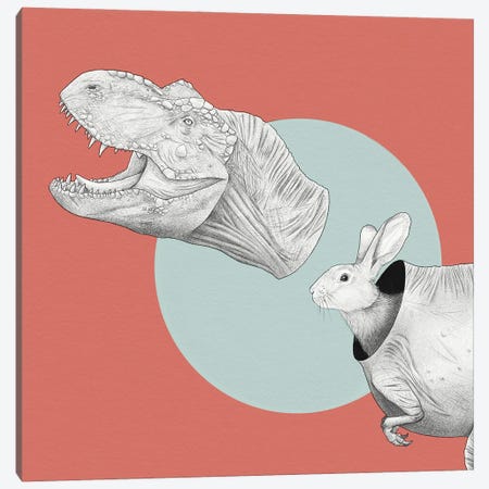 T-Rex N Bunny Canvas Print #YAR38} by Yanin Ruibal Canvas Art