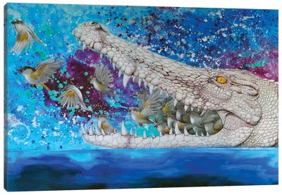 Crocodile Dream Canvas Art Print - Crocodile & Alligator Art