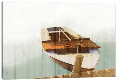 Boat With Textured Wood Look II Canvas Art Print
