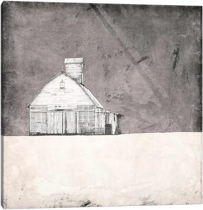 Farmhouse Under Grey Skies Canvas Art Print