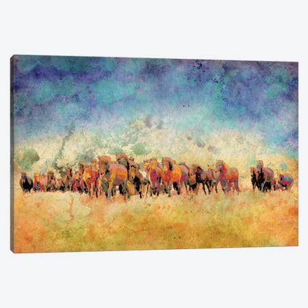 Horse Herd Canvas Print #YBM31} by Ynon Mabat Art Print