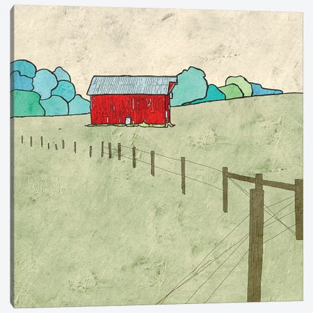 Little Red Barn Canvas Print #YBM35} by Ynon Mabat Canvas Art