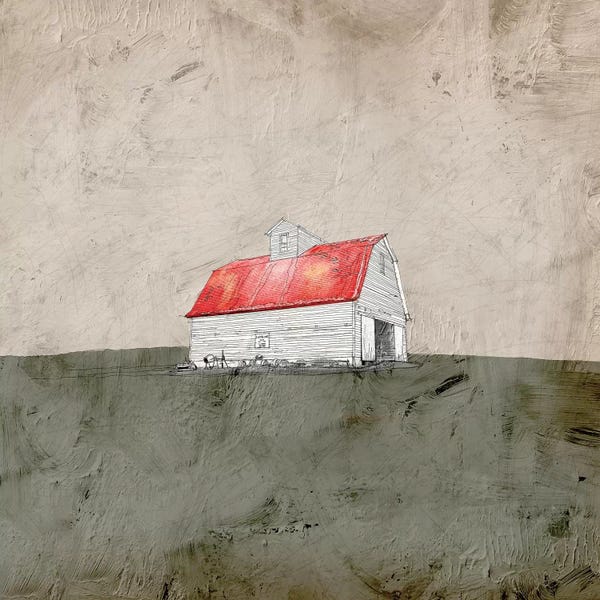 Ynon Mabat: Red And White Barn by Ynon Mabat