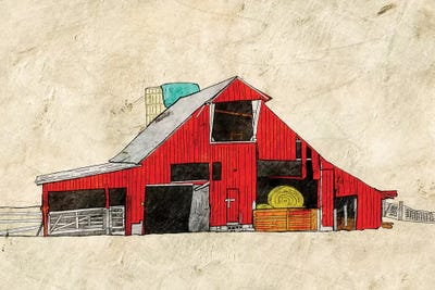 Red Barn by Ynon Mabat framed wall art