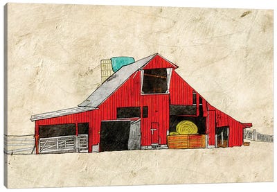 Red Barn Canvas Art Print - Barns